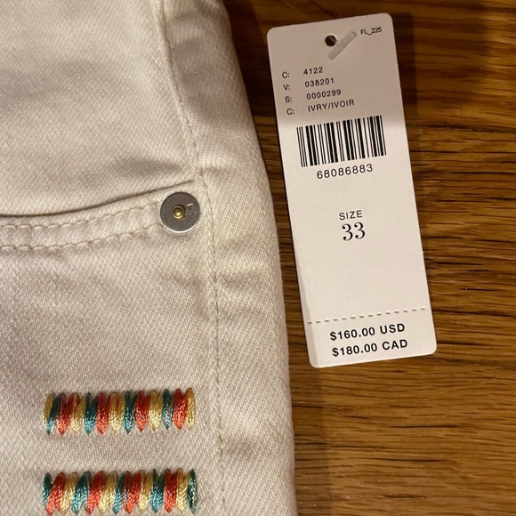 Pilcro NWT Ivory Multi Color-Accented Slim Boyfriend Jeans in 33 - Picture 6 of 14